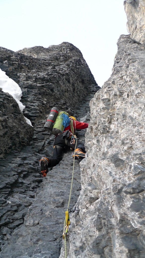 Myself getting established on the Exit Chimneys